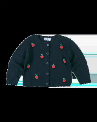 Florence Eiseman Girl's Apple Appliqué Cardigan Sweater, Size 1M-6 | Thumbnail 2
