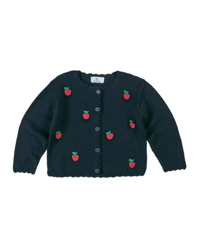 Florence Eiseman Girl's Apple Appliqué Cardigan Sweater, Size 1M-6