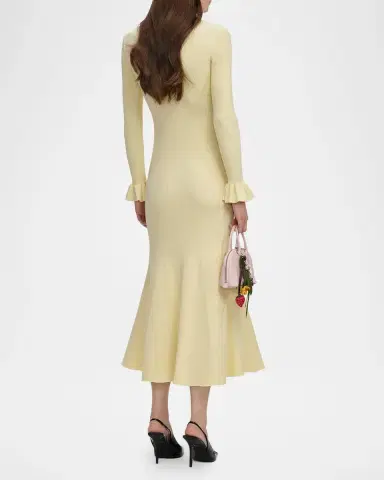 Self-Portrait Tie-Neck Knit Midi Dress | Thumbnail 3