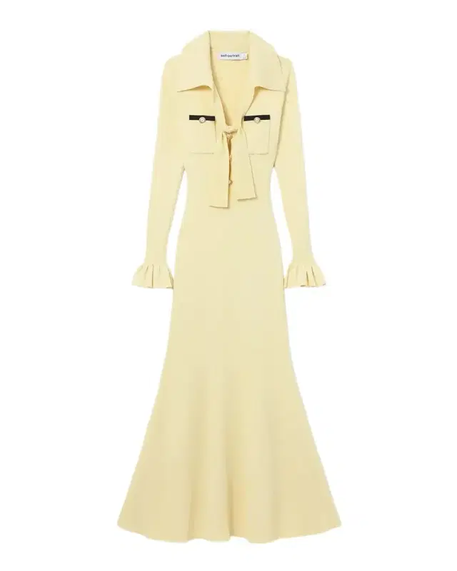 Self-Portrait Tie-Neck Knit Midi Dress