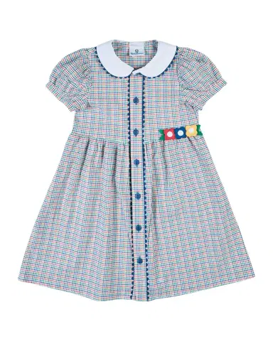 Florence Eiseman Girl's Flower Appliqué Multicolor Plaid Dress, Size -6 | Thumbnail 3