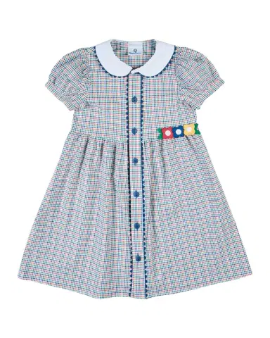 Florence Eiseman Girl's Flower Appliqué Multicolor Plaid Dress, Size -6 | Thumbnail 1