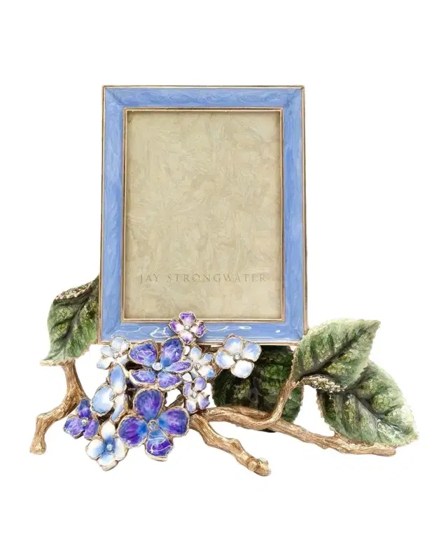 Jay Strongwater Colbie Blue Hydrangea Frame, 3" x 4"