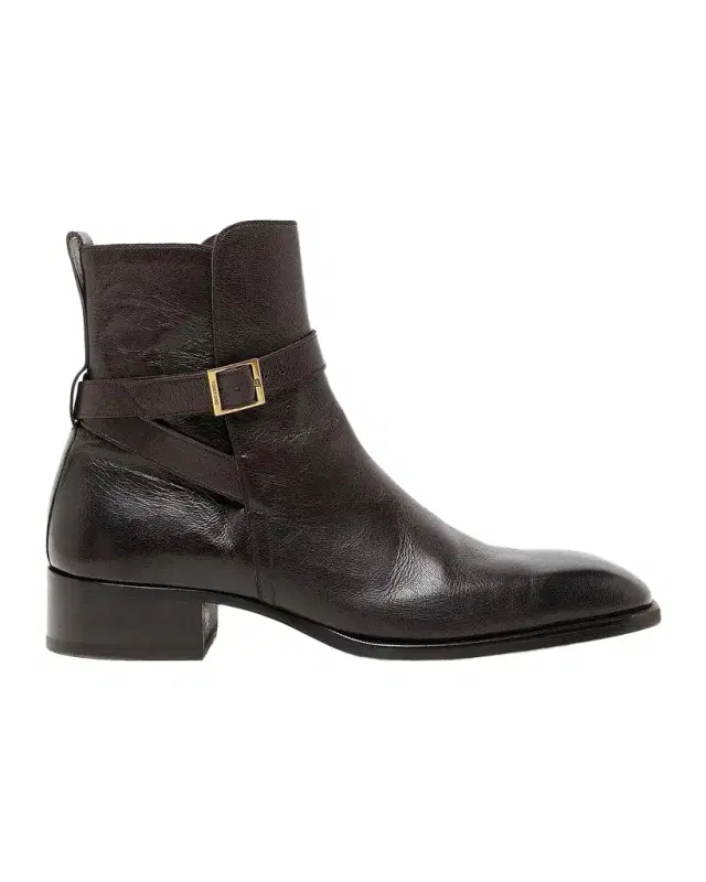 Tom Ford Men's Hainaut Grained Leather Buckle Boots
