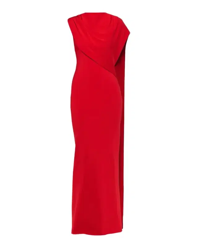 Roland Mouret Asymmetric Draped Cape Jersey Gown