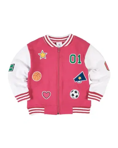 Florence Eiseman Girl's French Terry Varsity Sports Jacket, Size 2- | Thumbnail 1
