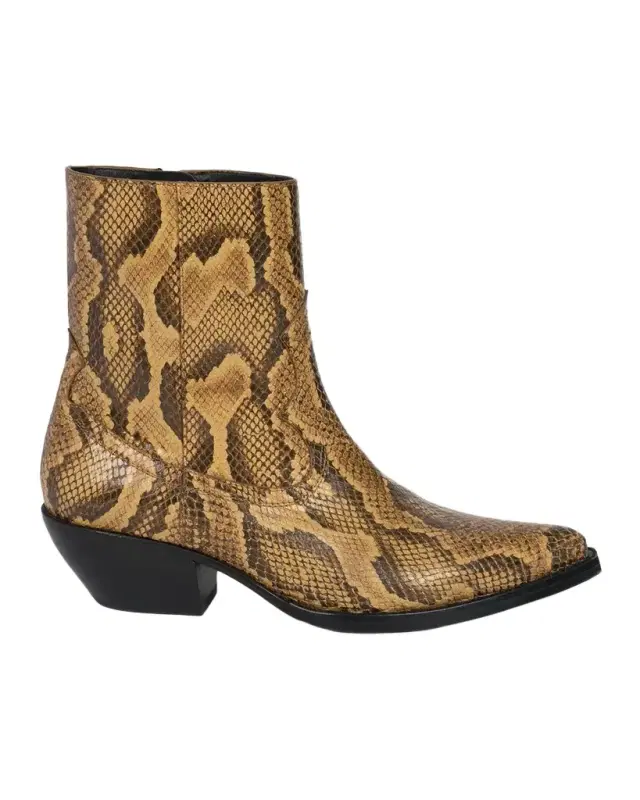 Amiri Snakeskin-Embossed Leather Ankle Boots