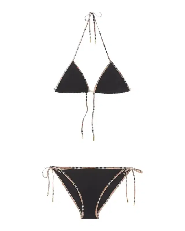 Burberry Mata Check-Trim Triangle Bikini Set