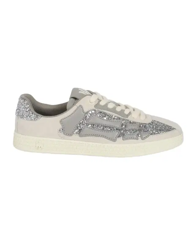 Amiri Sequined Skull-Appliqué Leather Sneakers