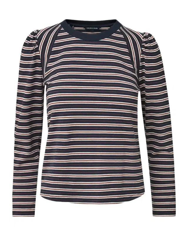 Veronica Beard Mason Striped Crewneck Baseball T-Shirt