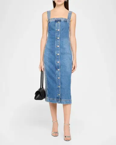 Ramy Brook Amanda Rhinestone-Trim Denim Midi Dress | Thumbnail 2