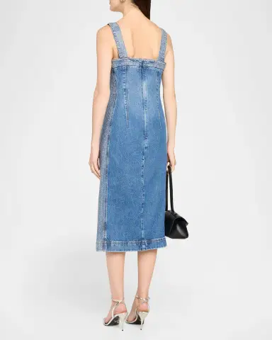 Ramy Brook Amanda Rhinestone-Trim Denim Midi Dress | Thumbnail 3