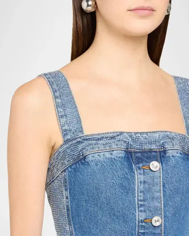Ramy Brook Amanda Rhinestone-Trim Denim Midi Dress | Thumbnail 5