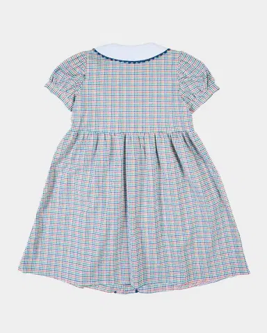 Florence Eiseman Girl's Flower Appliqué Multicolor Plaid Dress, Size 12M-24M | Thumbnail 2