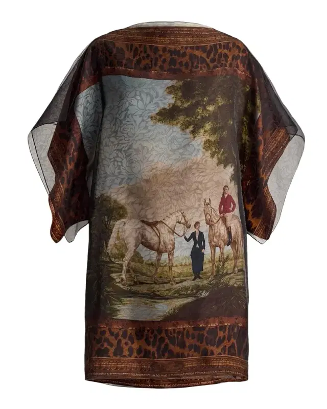 Ralph Lauren Collection Orianne Printed Mulberry Silk Mini Shift Dress