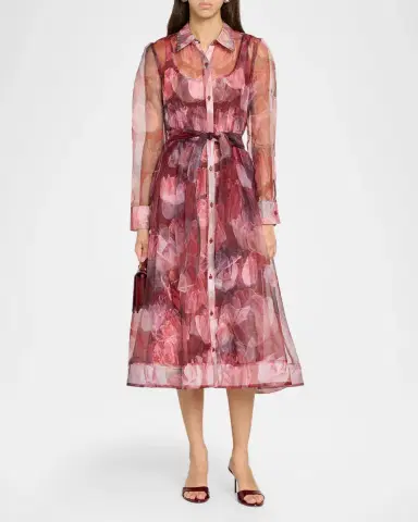 Milly Suzie Floral Semi-Sheer Midi Shirtdress | Thumbnail 2