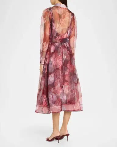 Milly Suzie Floral Semi-Sheer Midi Shirtdress | Thumbnail 3