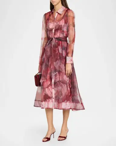 Milly Suzie Floral Semi-Sheer Midi Shirtdress | Thumbnail 4