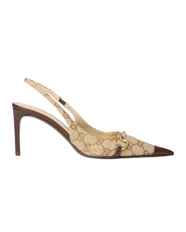 Gucci Donna 80MM GG Canvas Slingback Pumps