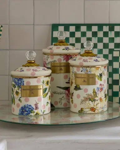 MacKenzie-Childs Wildflowers Pink Small Canister | Thumbnail 3