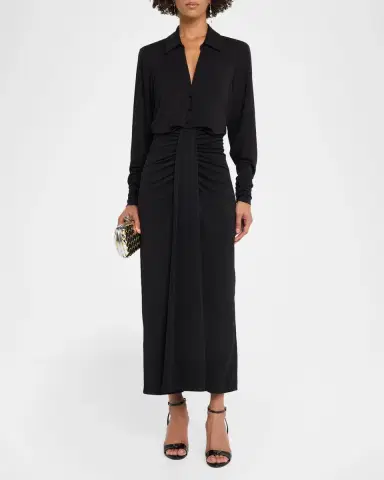 Cinq à Sept Seferina Draped Long-Sleeve Jersey Dress | Thumbnail 2