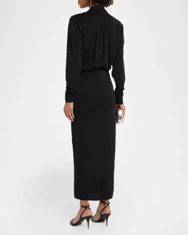 Cinq à Sept Seferina Draped Long-Sleeve Jersey Dress | Thumbnail 3