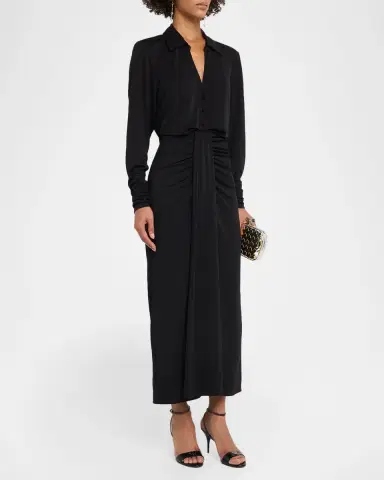 Cinq à Sept Seferina Draped Long-Sleeve Jersey Dress | Thumbnail 4