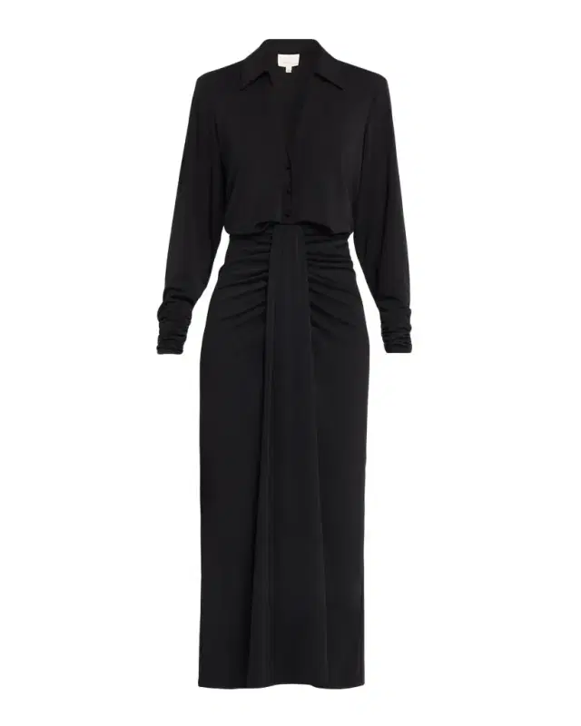 Cinq à Sept Seferina Draped Long-Sleeve Jersey Dress