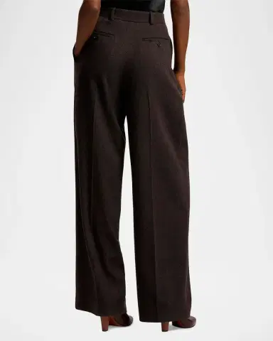 Ralph Lauren Collection Clarice Wool Herringbone Wide-Leg Pants | Thumbnail 3