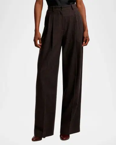 Ralph Lauren Collection Clarice Wool Herringbone Wide-Leg Pants | Thumbnail 4