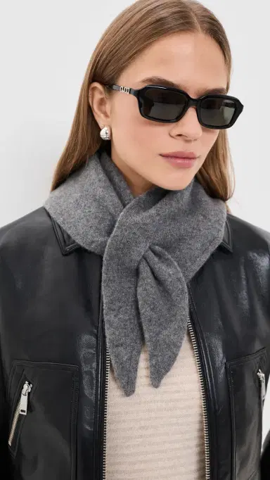 Hat Attack Triangle Wool Knit Scarf Grey One Size | Thumbnail 3