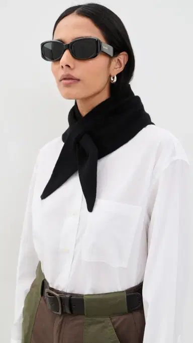 Hat Attack Triangle Wool Knit Scarf Black One Size | Thumbnail 3