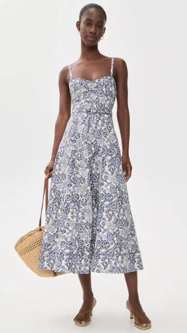 Hill House Home The Fiona Dress Paisley Floral Block/Blue | Thumbnail 2
