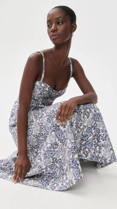 Hill House Home The Fiona Dress Paisley Floral Block/Blue | Thumbnail 5