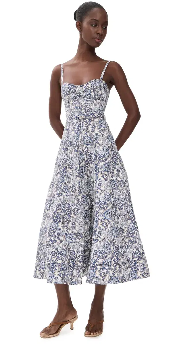 Hill House Home The Fiona Dress Paisley Floral Block/Blue