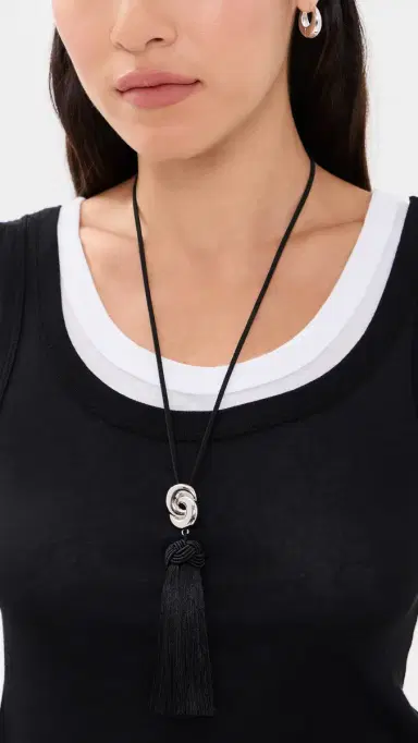 Luv AJ The Solstice Knot Tassel Necklace Silver One Size | Thumbnail 3