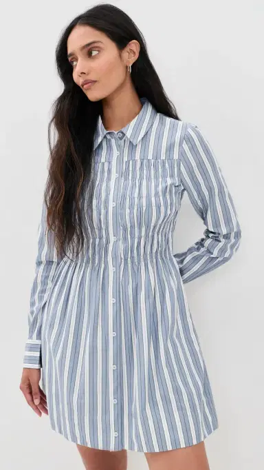 Hill House Home The ira Dress Anne Stripe/Dusty Blue | Thumbnail 2