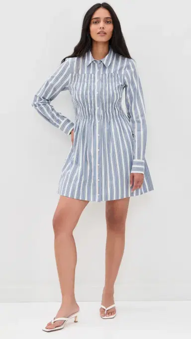 Hill House Home The ira Dress Anne Stripe/Dusty Blue | Thumbnail 5
