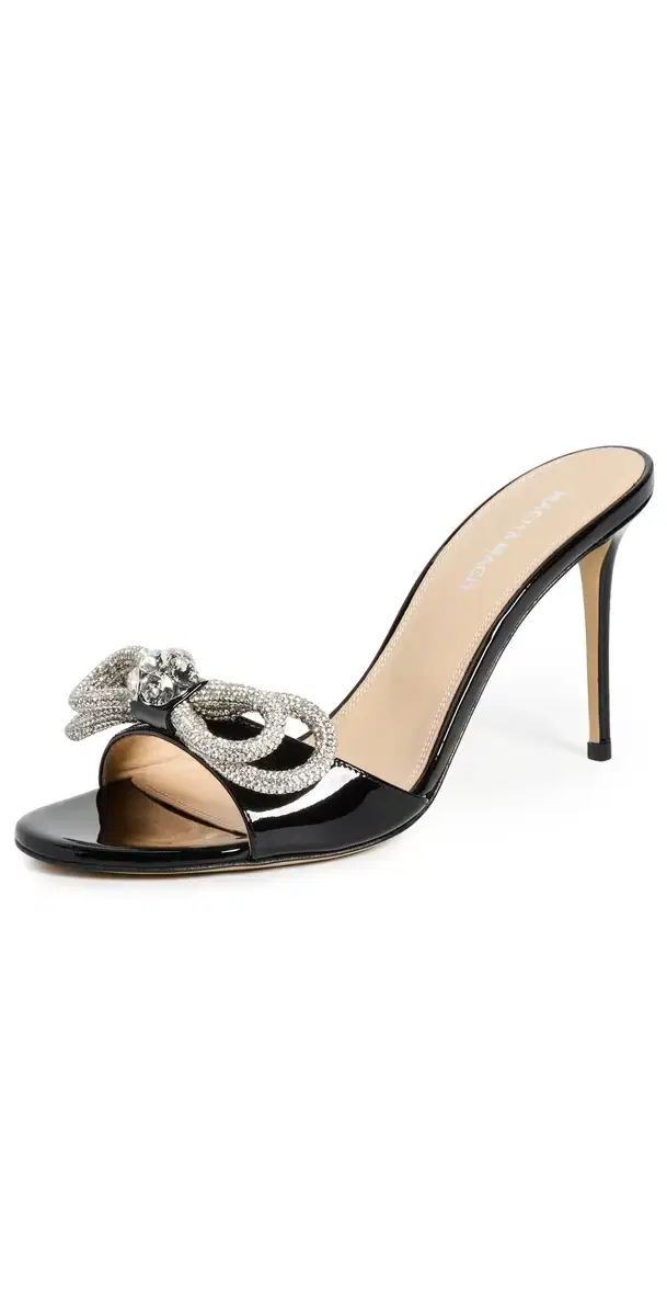 MACH & MACH Double Bow Patent Leather Heels Black