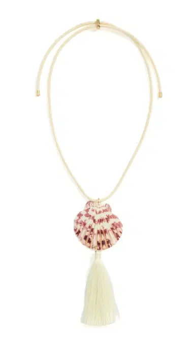 Logan Tay Scallop Shell Tassel Necklace White One Size | Thumbnail 5
