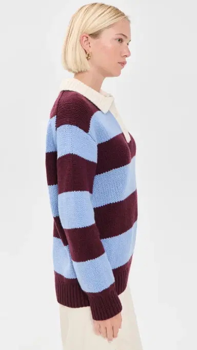 Polo Ralph Lauren Wool triped Polo Sweater Harvardwne/Nwlitchblue | Thumbnail 4 Polo Ralph Lauren Wool triped Polo Sweater Harvardwne/Nwlitchblue | Thumbnail 4