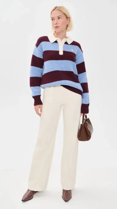 Polo Ralph Lauren Wool triped Polo Sweater Harvardwne/Nwlitchblue | Thumbnail 5 Polo Ralph Lauren Wool triped Polo Sweater Harvardwne/Nwlitchblue | Thumbnail 5
