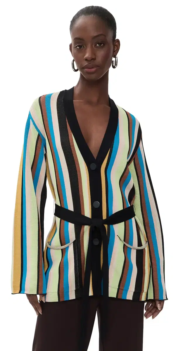 SIMONMILLER ax Belted Cardigan Ocean Stripe
