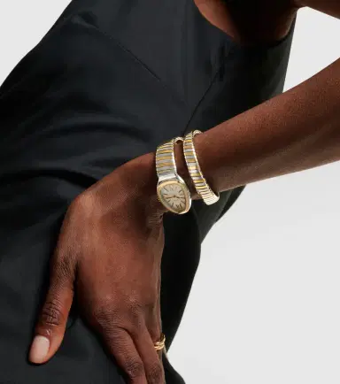 BVLGARI Serpenti Tubogas embellished 18kt gold and stainless steel watch | Thumbnail 4
