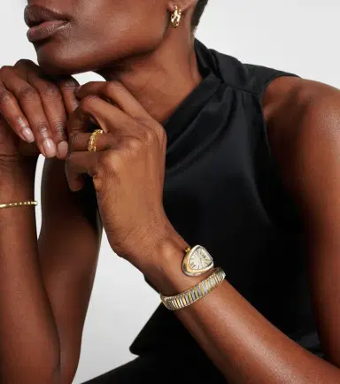 BVLGARI Serpenti Tubogas embellished 18kt gold and stainless steel watch | Thumbnail 6