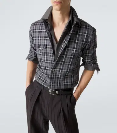 Tom Ford Checked cotton twill Western shirt | Thumbnail 4