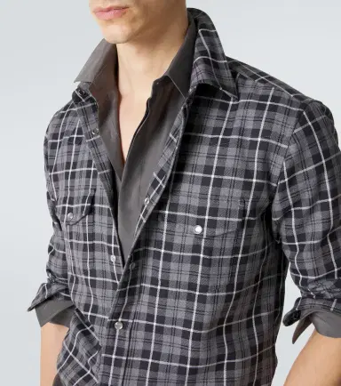 Tom Ford Checked cotton twill Western shirt | Thumbnail 8