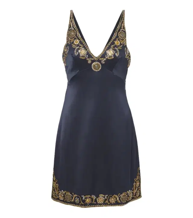 Versace Medusa embellished silk cady satin minidress