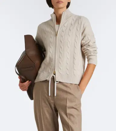 ELEVENTY Cable-knit cashmere zip-up sweater | Thumbnail 3