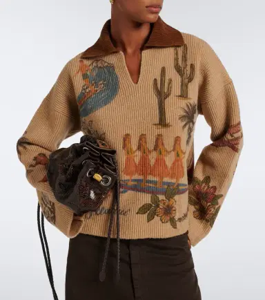 Alanui Decade printed wool and cotton-blend polo sweater | Thumbnail 2 Alanui Decade printed wool and cotton-blend polo sweater | Thumbnail 2